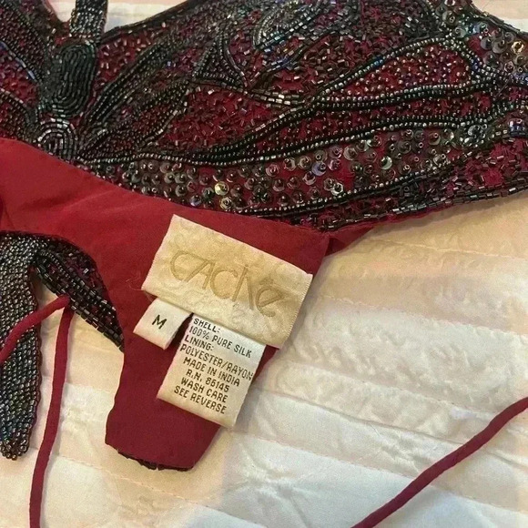 Vintage Caché Silk Butterfly Beaded Top - Picture 9 of 9